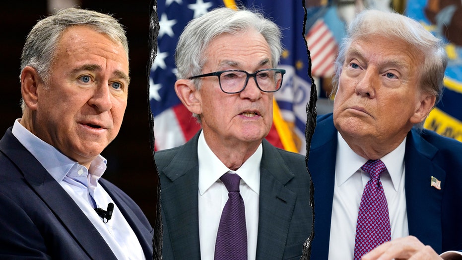 Ken Griffin, Jerome Powell and President Donald Trump