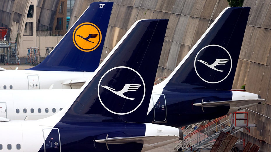Passenger plane used by Deutsche Lufthanse Ag on Tarmac at Frankfurt airport