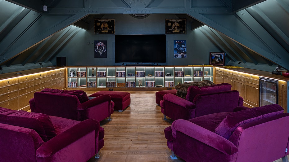 Home also has a cinema room with loose seats and large TV.