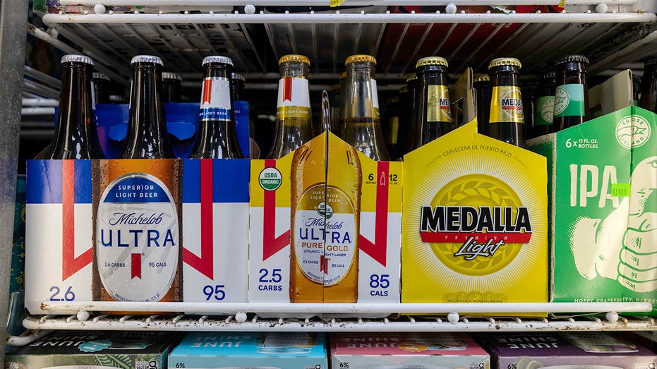 Anheuser-Busch InBev Michelob Ultra brand beer bottles,