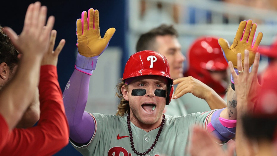 Harrison Bader shakes hands