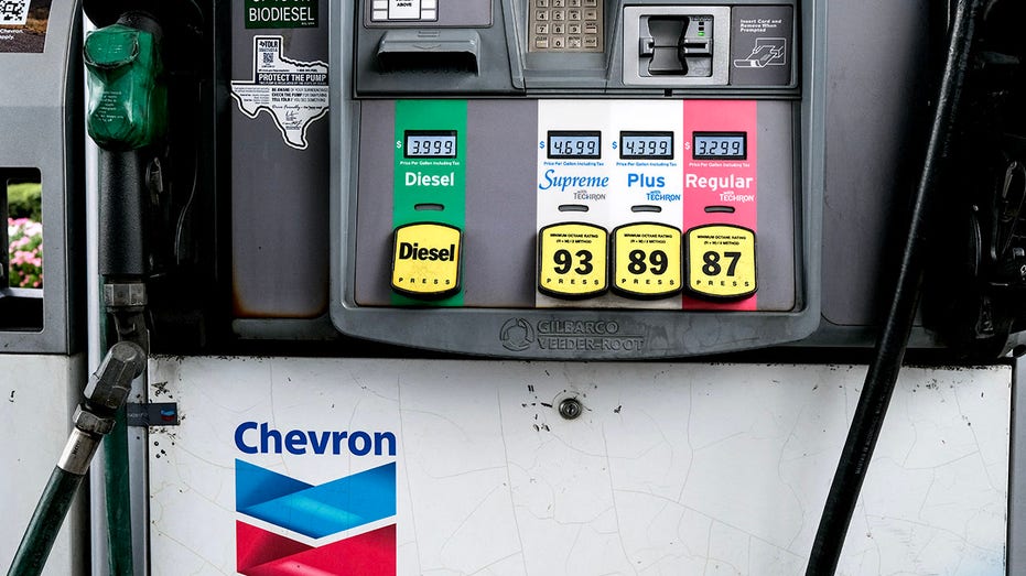 Gasoline prices are seen at a Chevron gas station in Houston, Texas.