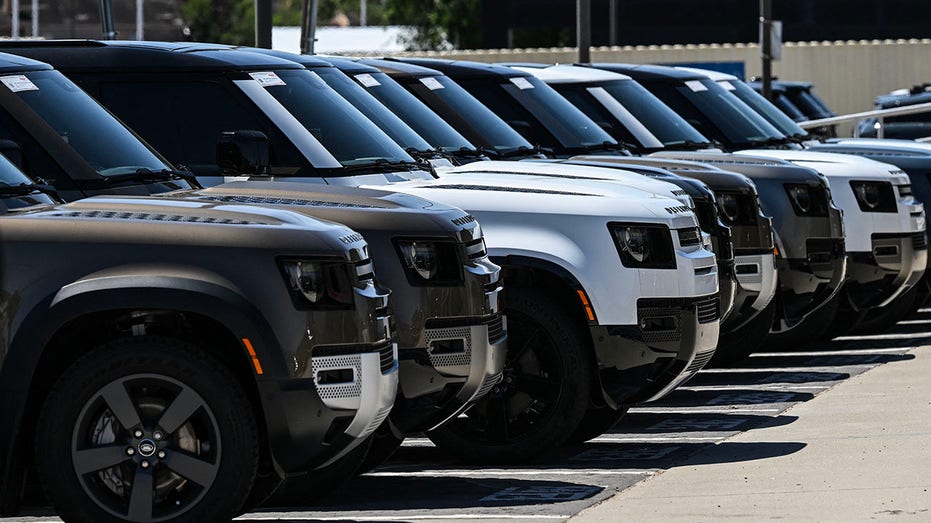 Vehicles are seen for sale at the Land Rover agency in Houston.