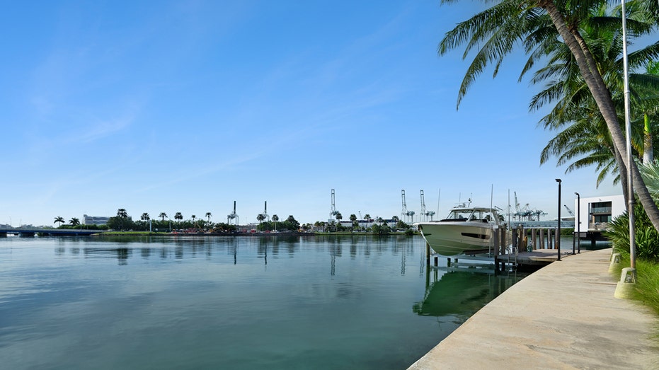 The home includes 200-feet of waterfront property and a private dock.