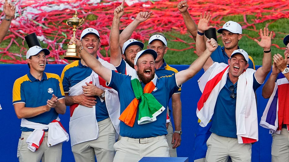 Shane Lowry with Ryder Cup trophy