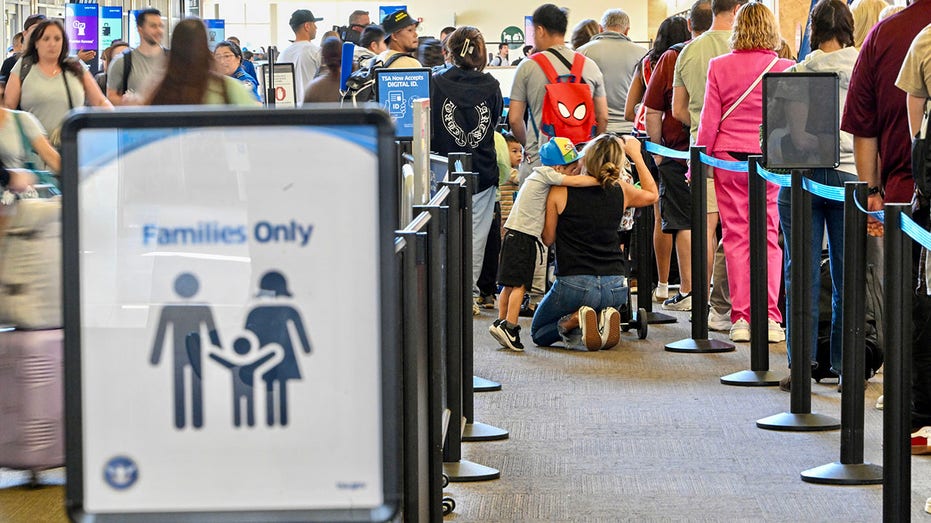 The "family only" lane at the security checkpoint at John Wayne Airport