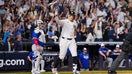 Aaron Judge #99 of the New York Yankees reacts after hitting a game-tying three-run home run in the fourth inning of Game Three of the American League Division Series presented by Booking.com between the Toronto Blue Jays and the New York Yankees at Yankee Stadium on Tuesday, October 7, 2025 in New York, New York. - Fox Business News