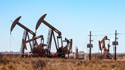Hobbs, New Mexico, Oil wells pumping in the Permian Basin. The Permian Basin is a major oil and gas producing area in west Texas and southeastern New Mexico. (Photo by: Jim West/UCG/Universal Images Group via Getty Images) - Fox Business News