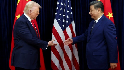 President Donald Trump shakes hands with Chinese President Xi Jinping as they hold a bilateral meeting at Gimhae International Airport, on the sidelines of the Asia-Pacific Economic Cooperation (APEC) summit, in Busan, South Korea, on Oct. 30, 2025. - Fox Business News