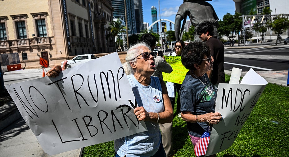 Protesters at Miami's Freedom Tower