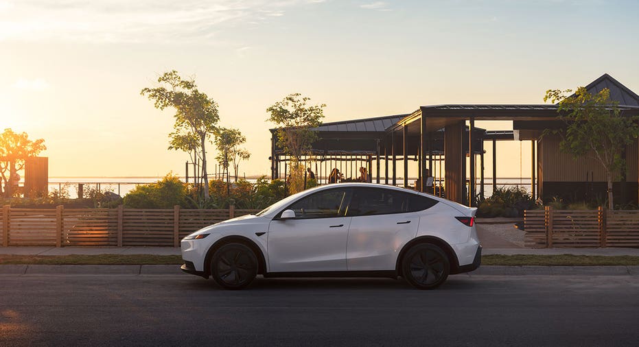 Tesla Model Y at sunset