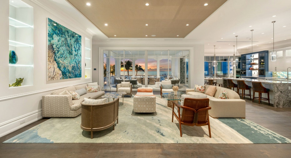 Living room in Dave Portnoy's Florida Keys mansion.