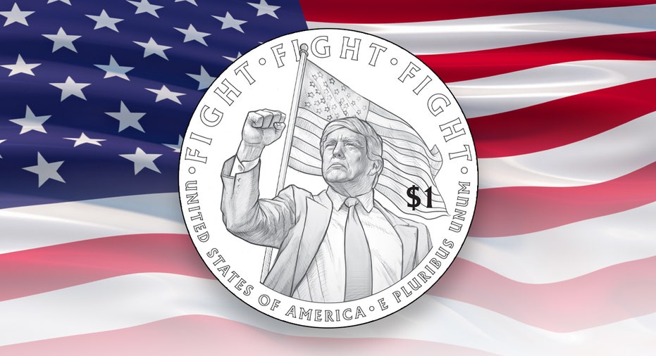 A commemorative $1 coin the Treasury is considering minting with President Donald Trump on it.