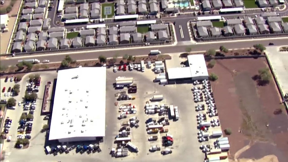 aerial view of commercial warehouse
