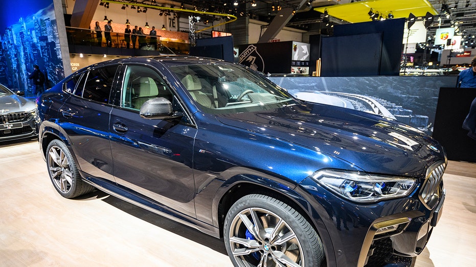 Blue BMW X6 displayed