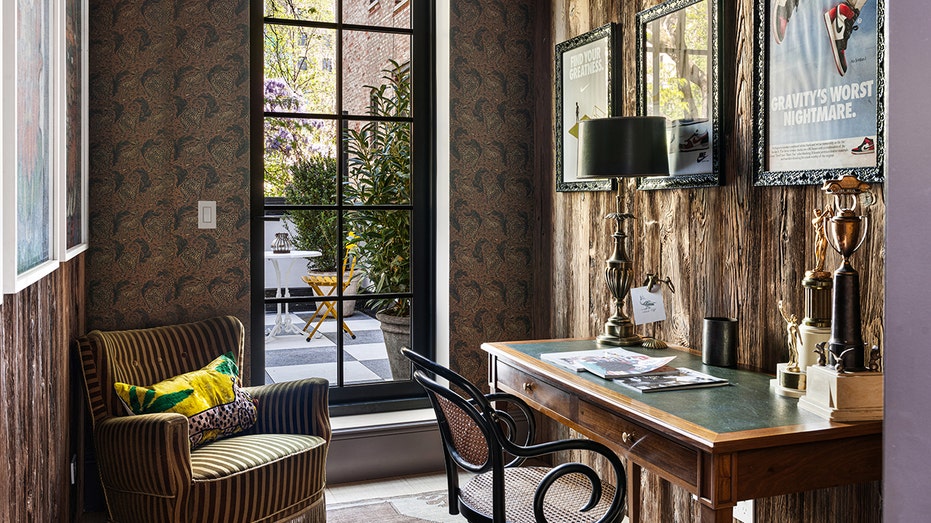 The home also has a home office with Unique Wallpaper.