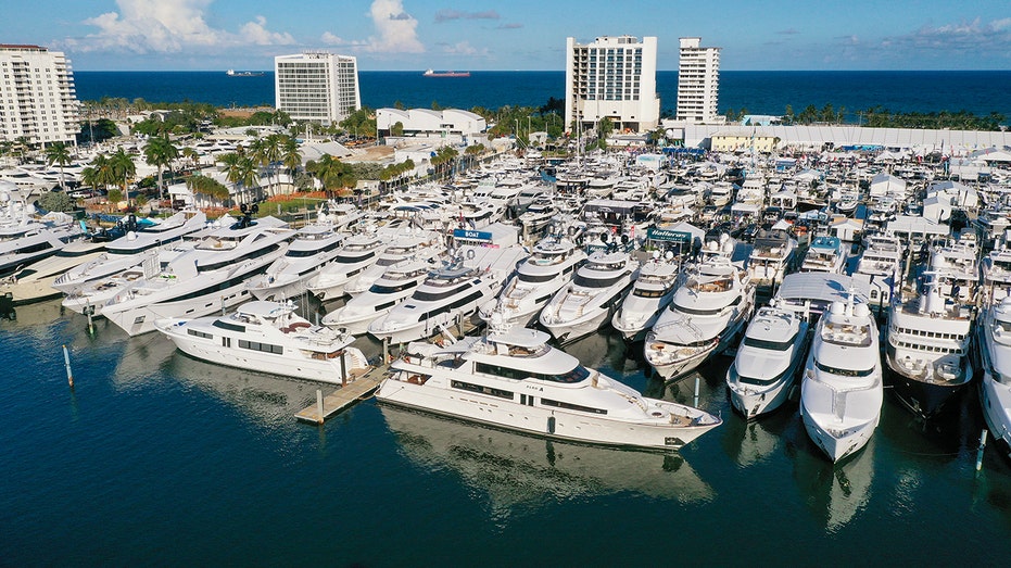 Aerial view of boats in Fort Lauderdale, Florida