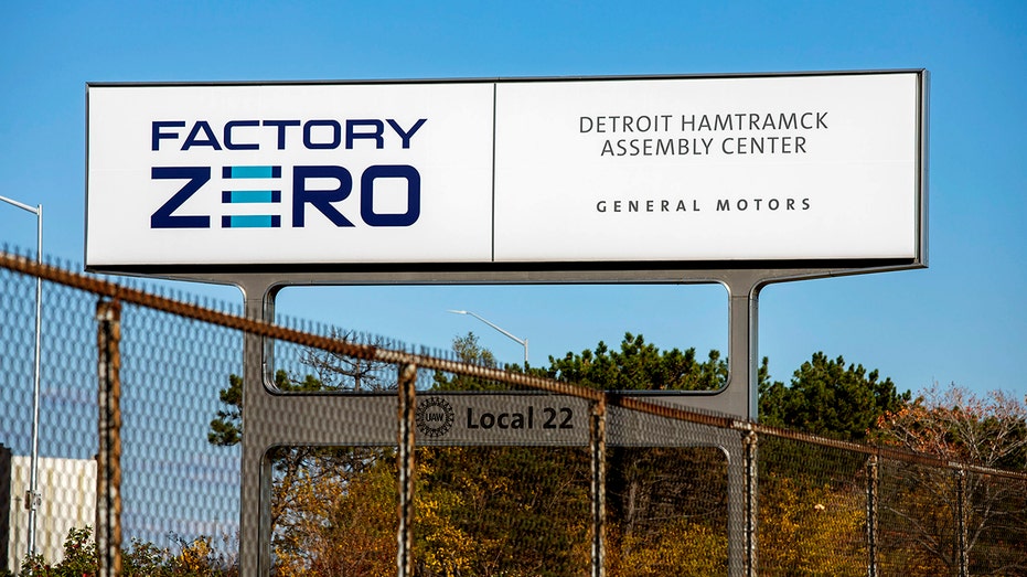 A sign for General Motors' Factory Zero plant i