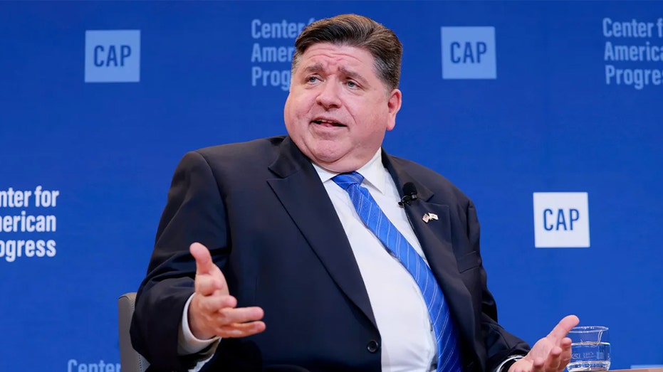 Illinois Gov. J.B. Pritzker speaks at the office of The Center for American Progress event March 18, 2025, in Washington, D.C.