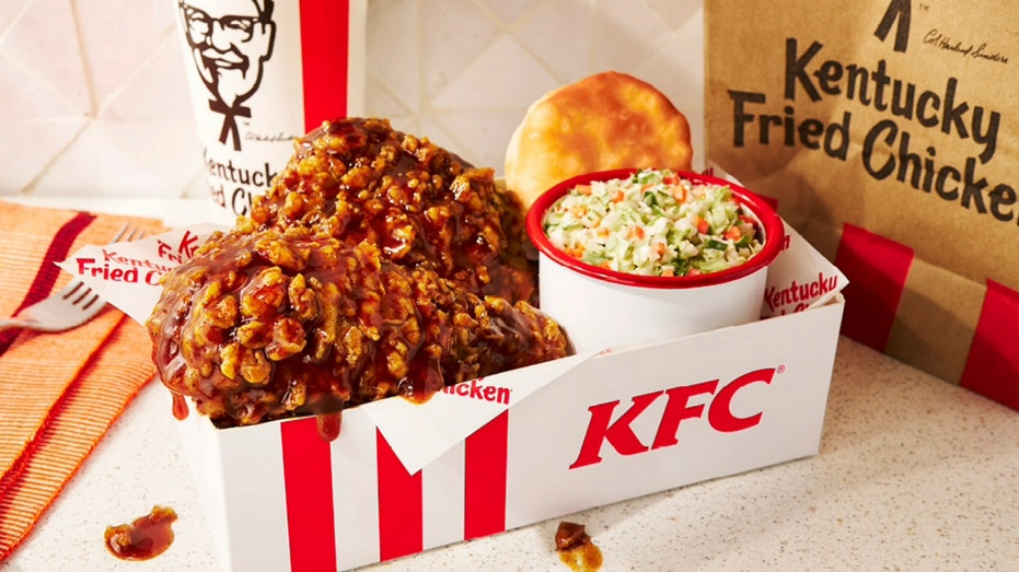 A KFC chicken meal in a basket.