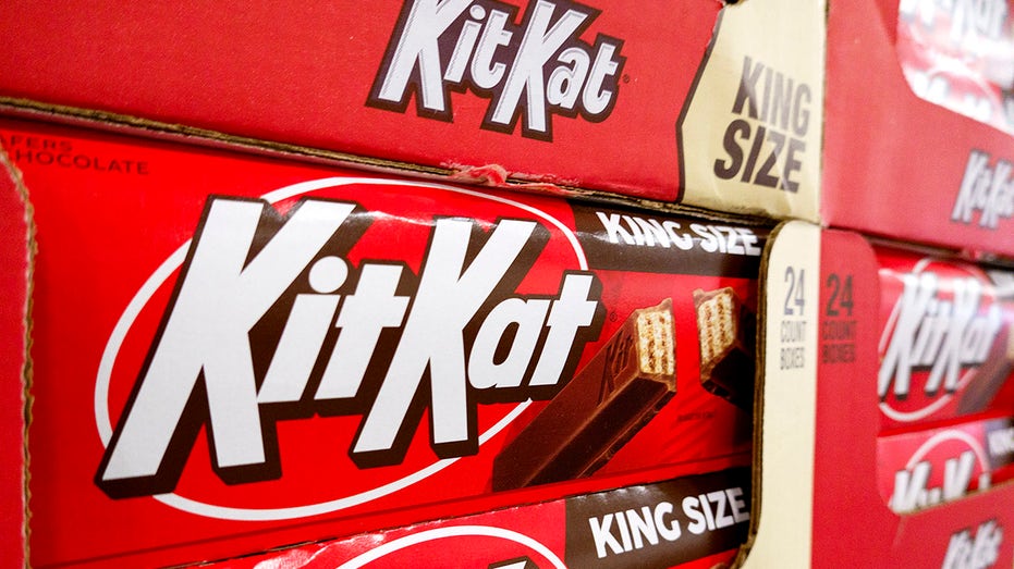 Cases of Kit Kat are displayed at a Costco Wholesale store 