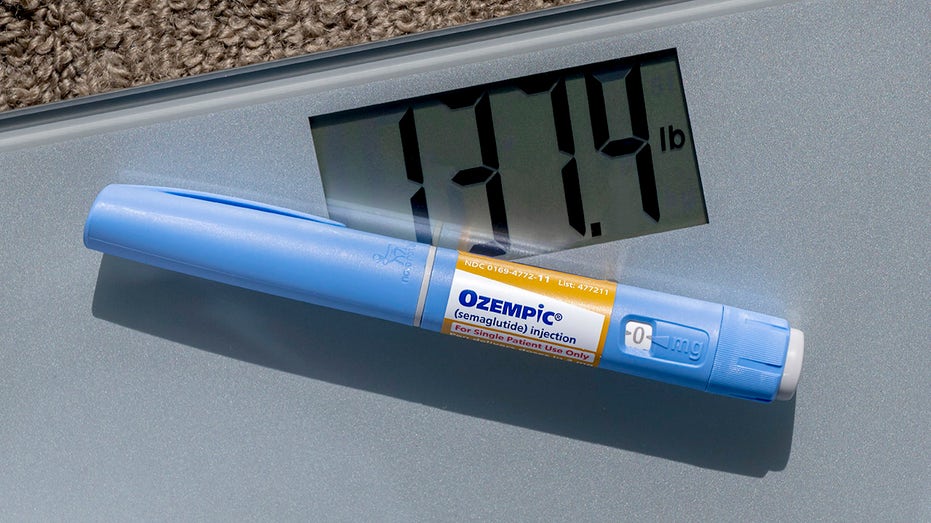 Photo illustration of injectable prescription weight loss medicine Ozempic.