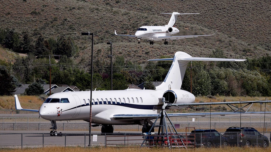 Private jets parked at the Friedman Memorial Airport during the Allen & Company Sun Valley Conference in Idaho in July.