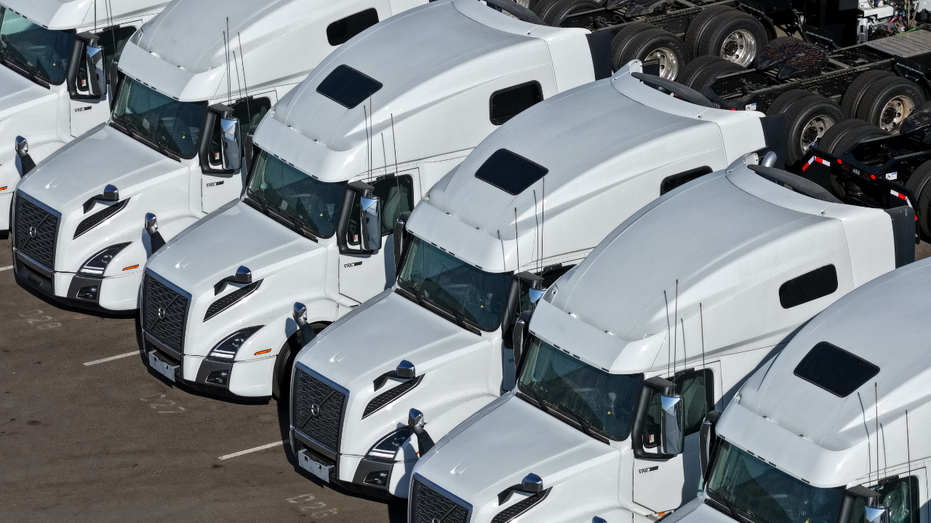 A view of semi trucks in California