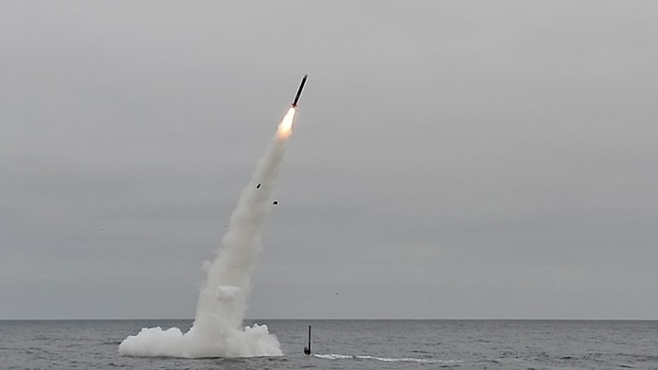A Tomahawk missile is launched by the submarine USS Annapolis