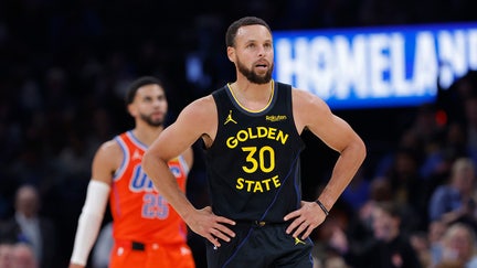 Golden State Warriors guard Stephen Curry (30) stands a play against the Oklahoma City Thunder during the second half at Paycom Center.  - Fox Business News