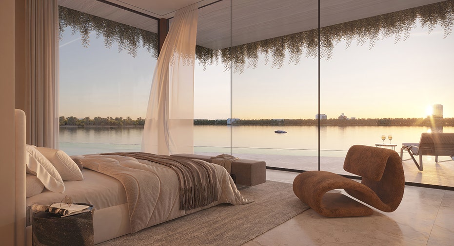 Luxury home bedroom with ocean view