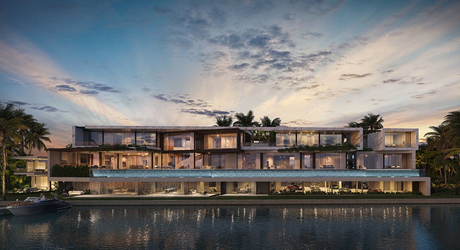 Luxury home backyard view