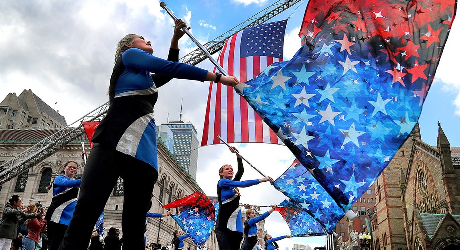 Bright parade flags for Veterans Day
