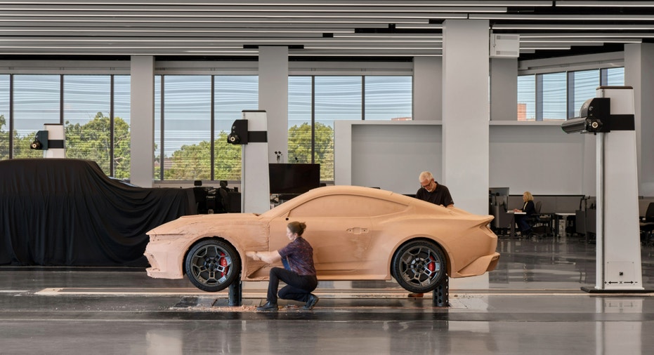 A Mustang in Ford's studio at its new World Headquarters building.