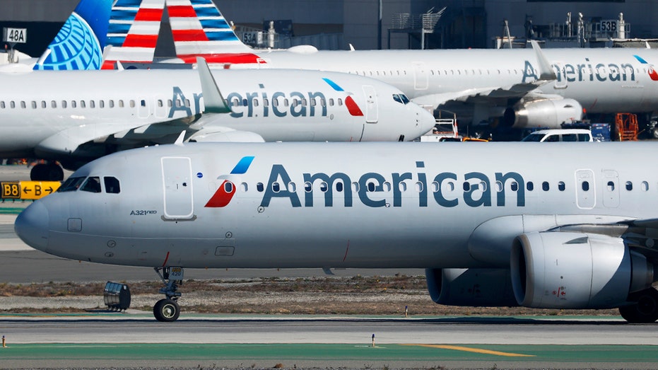 American Airlines Airbus A321 airplane seen on runway