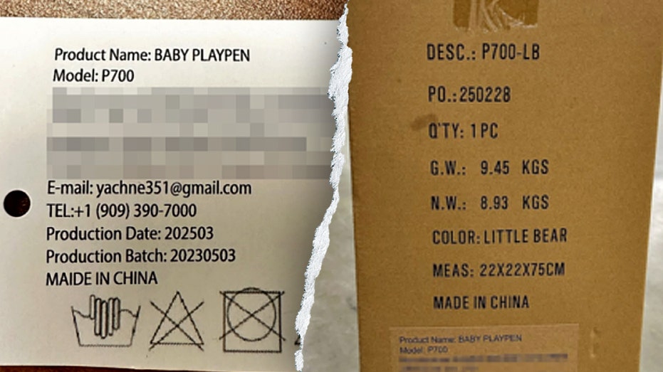 Removable tag and packaging of children's play yard subject to recall