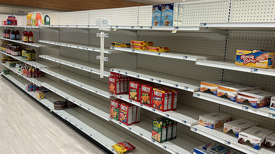 Sparse grocery store display.