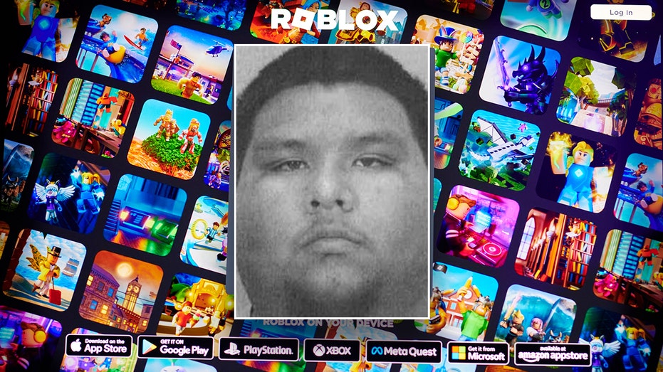 Brandon Rodriguez-Silva mugshot over Roblox background