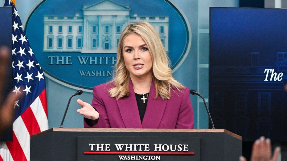 Karoline Leavitt speaks during presser