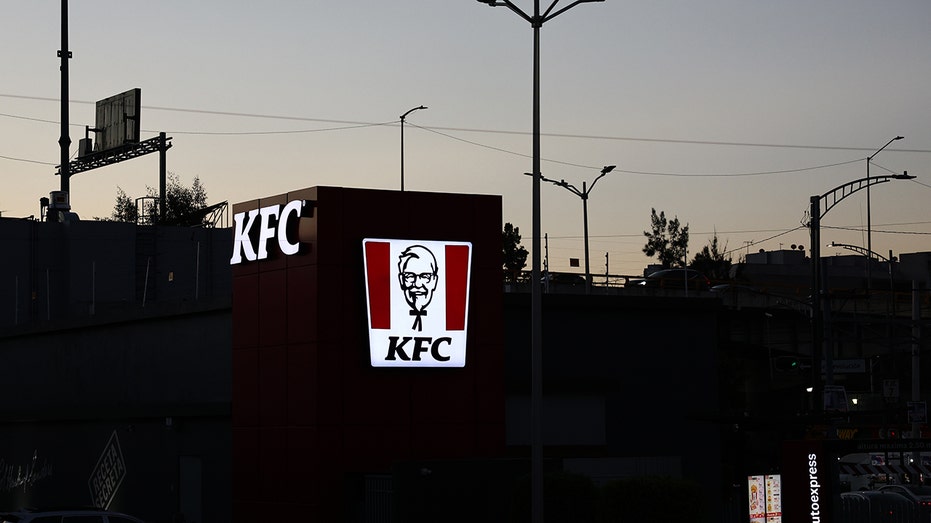 The KFC logo is seen at a restaurant in Mexico City.