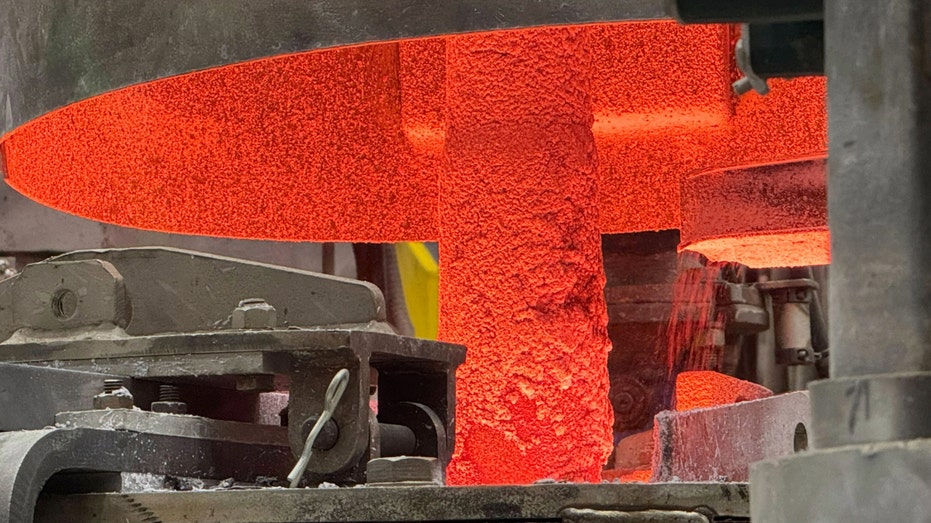 Molten material inside an industrial plant.