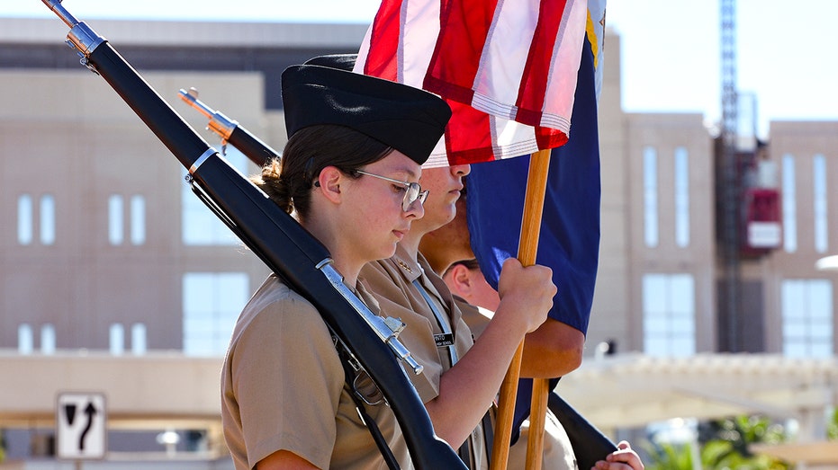 Young US flag bearers