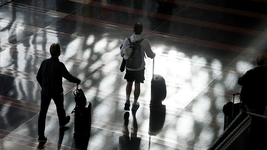 People walk through the Ronald Reagan Washington National Airport on November 7.