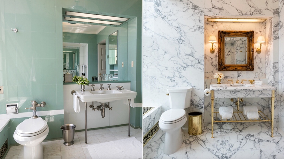 A photo shared on President Donald Trump's Truth Social account of a renovated White House bathroom.