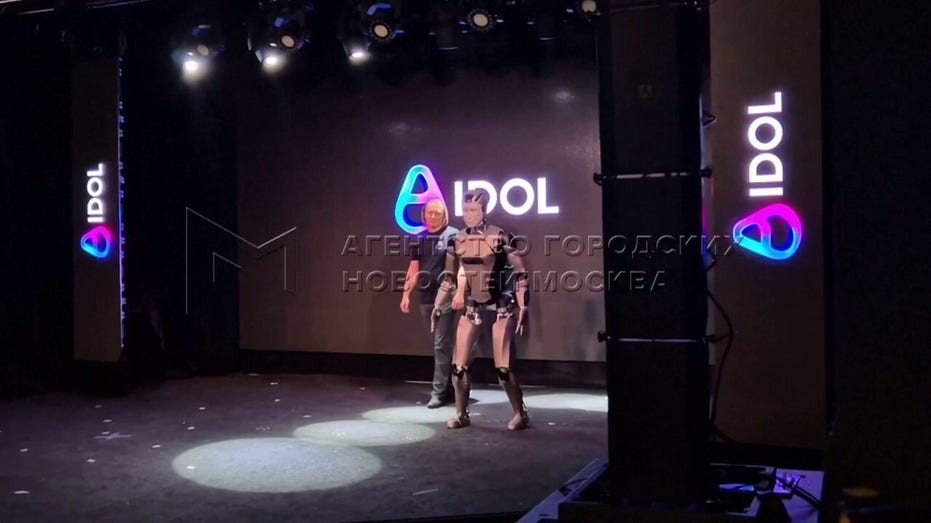 Robot walking on the stage.