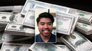Financial Influencer JC Rodriguez in front of a pile of bundled 100 dollar bills stacked on top of a table - Fox Business News