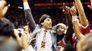 North Carolina State head coach Jim Valvano celebrates his teams victory over Houston in the 1983 Final Four.  - Fox Business News