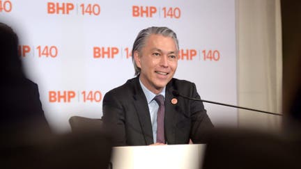 Mike Henry, chief executive officer of BHP Group Ltd., during a news conference in Melbourne, Australia, on Thursday, Oct. 23, 2025.  - Fox Business News