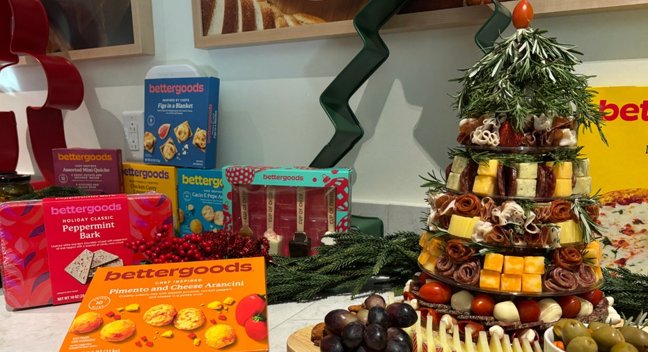 A tree made out of meats and cheeses at Walmart's headquarters.