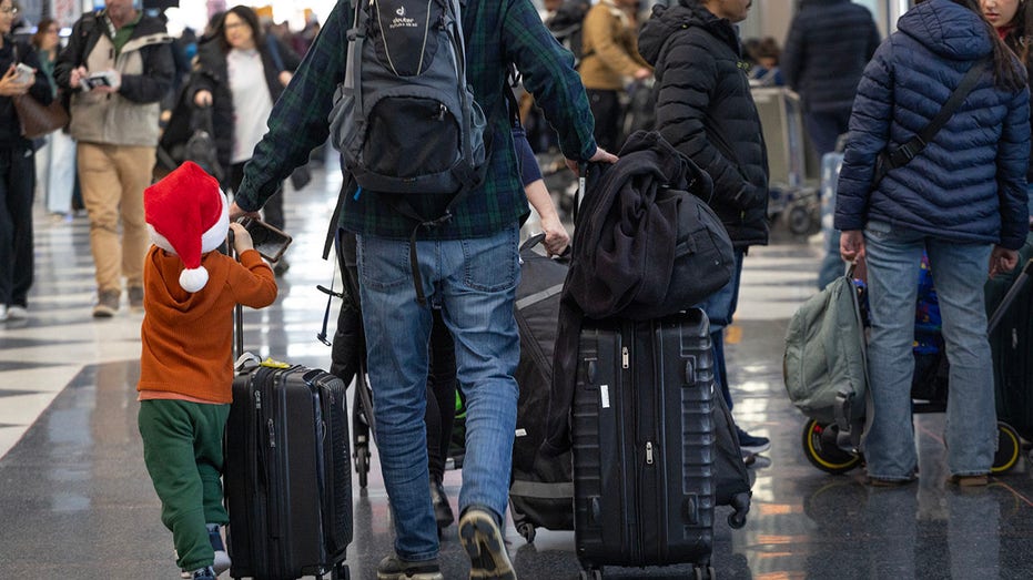 Travelers in an airport